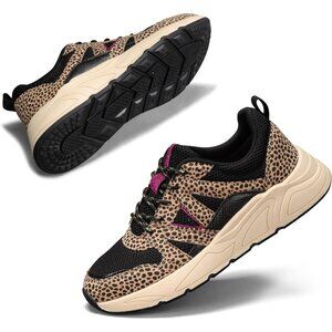 Women‘s Black Brown Casual Sneakers Platform Classic Leopard Walking Tennis